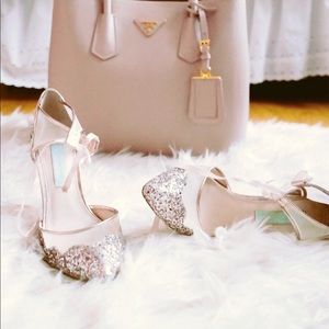 Betsey Johnson Sequin Champagne Heels | Bridesmaid